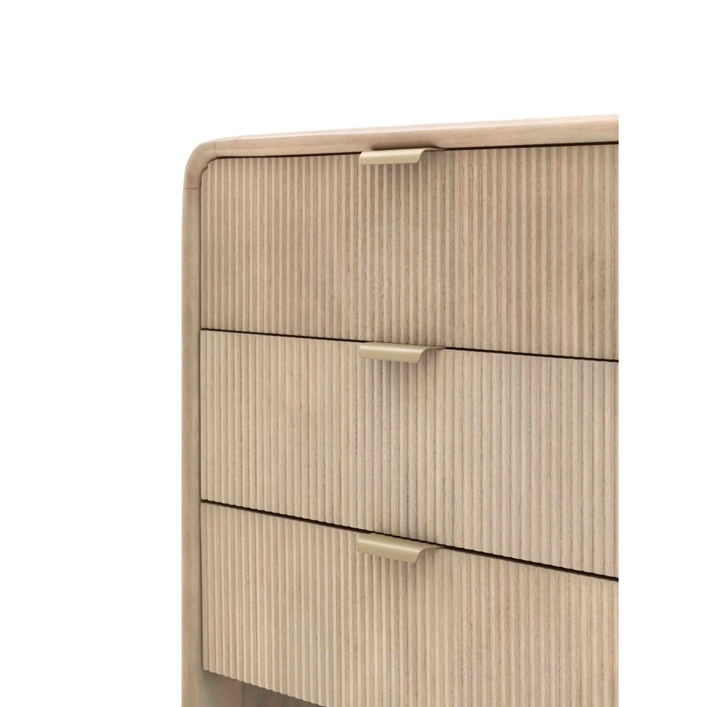 Шкафче Равелстон с 6 чекмеджета, мангово дърво и месинг, 135x45x75 см